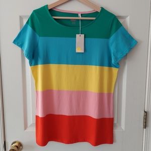 Boden Rainbow Wide Stripe Short Sleeve Breton T Shirt Top Size 12